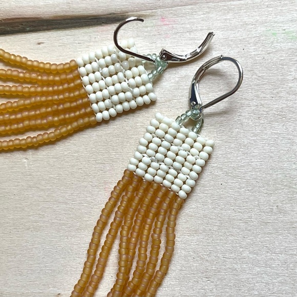 HANDMADE GLASS EARRINGS | Midi Beacon One of a Kind Earrings in Golden Shoot - Picture 4 of 5